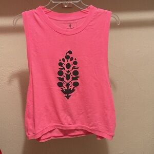 Free People Pink Muscle Tee with Black Pattern